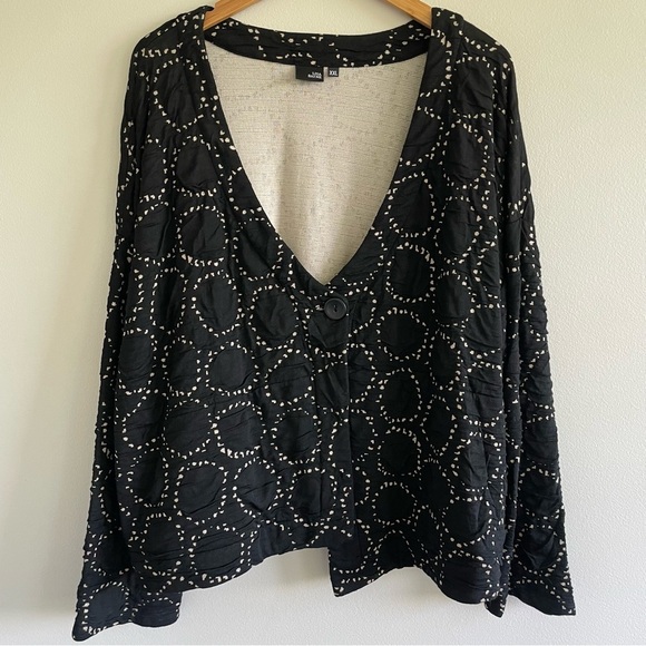 Lisa Bayne Jersey Knit Asymmetrical Long Sleeve Black Cardigan Top Size XXL - Picture 1 of 11